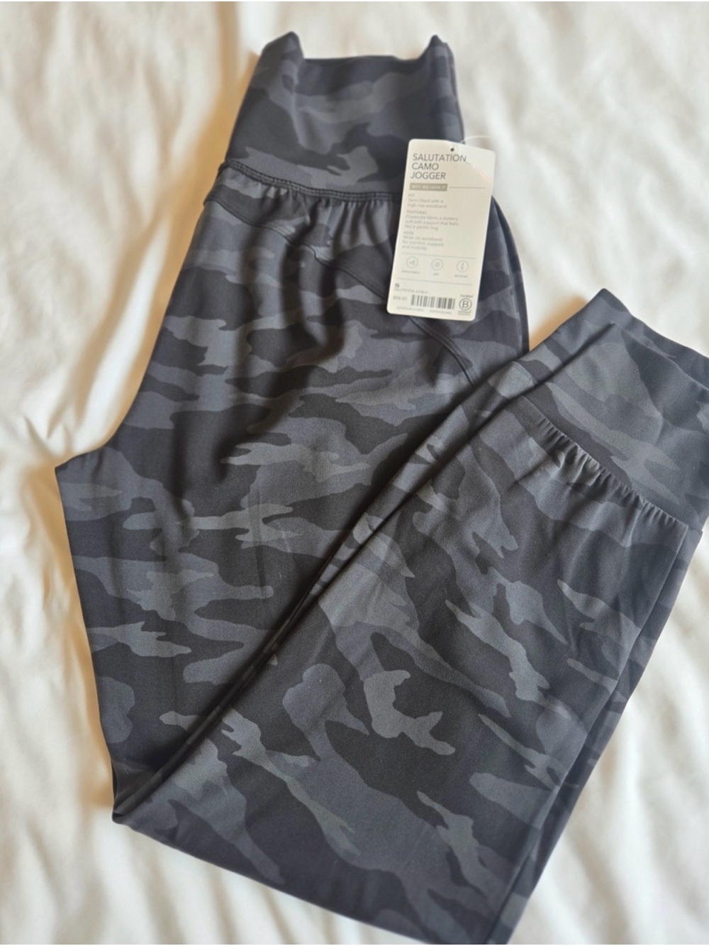 🖤NWT Athleta Salutation Camo Jogger Pants Black Gray Size S